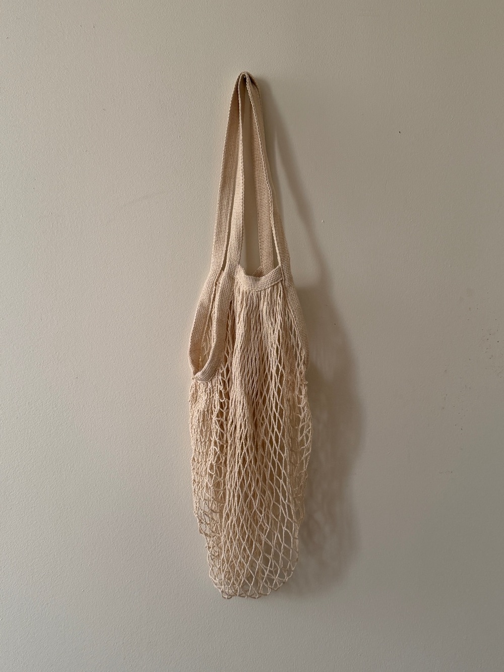 Neutral Cotton Mesh Market Tote Bag - Beige